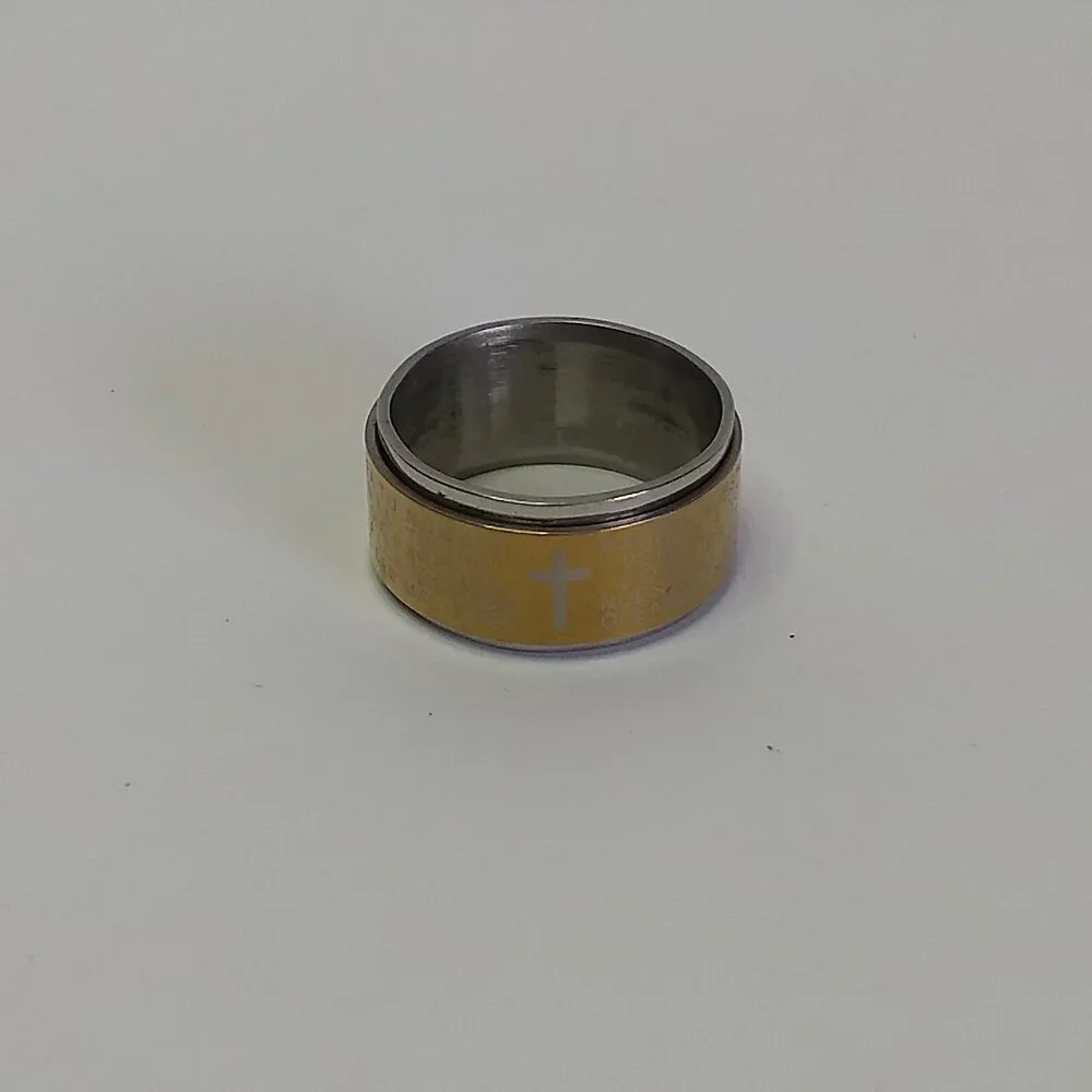 Religious Gold & Silver Tone Spinner Ring Size 11 Religion Religious Gift Faith
